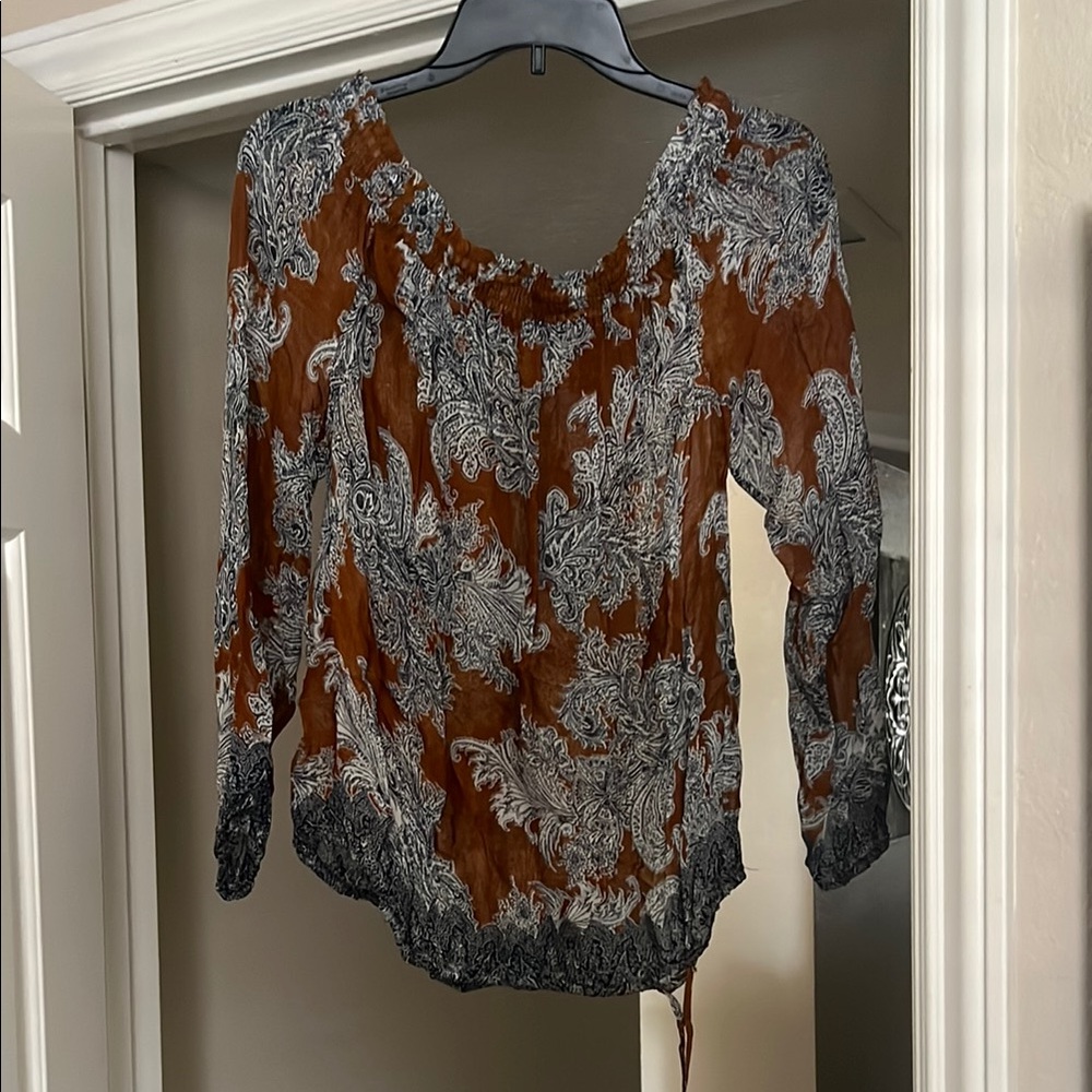Women's Brown and Black Paisley Lucky brand Top